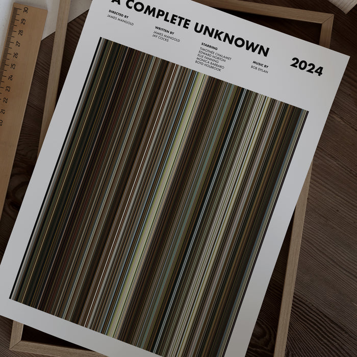 A Complete Unknown Movie Barcode Poster