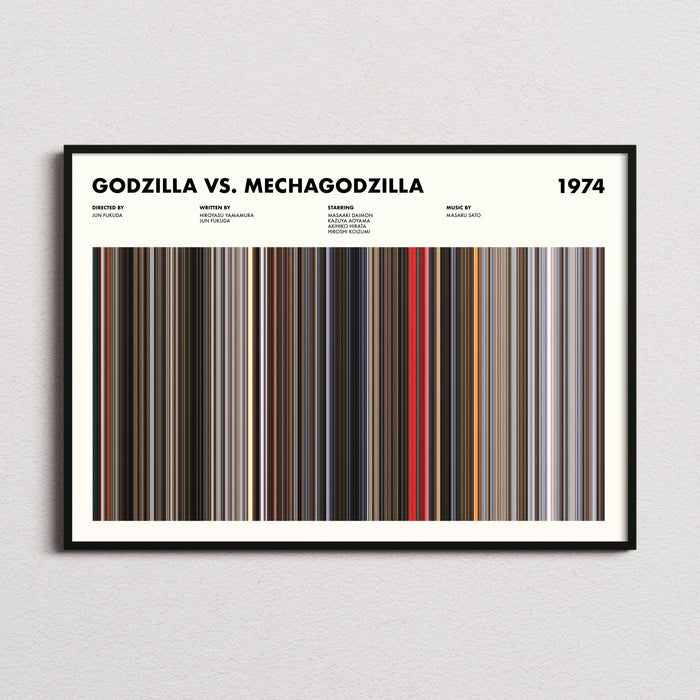 Godzilla vs Mechagodzilla Movie Barcode Poster