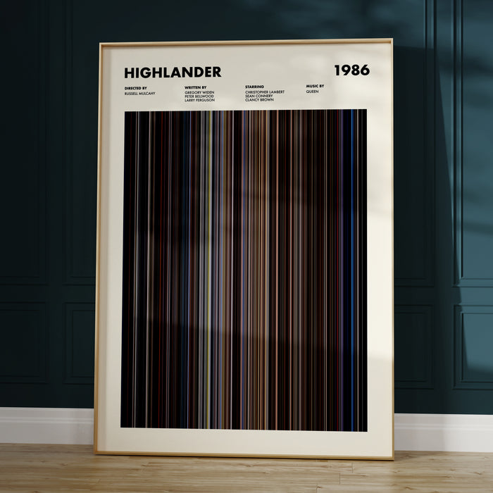 Highlander Movie Barcode Poster