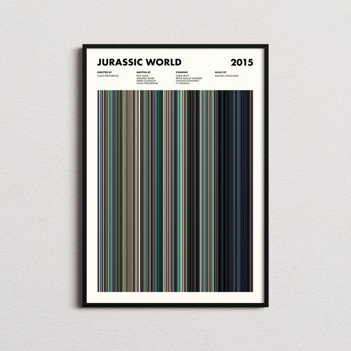 Jurassic World Movie Barcode Poster