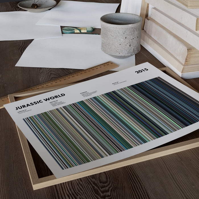 Jurassic World Movie Barcode Poster