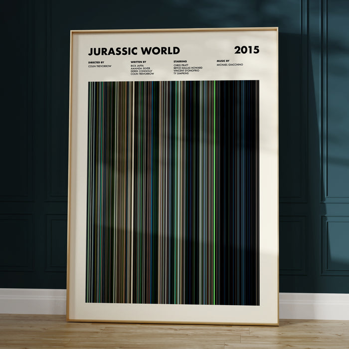 Jurassic World Movie Barcode Poster