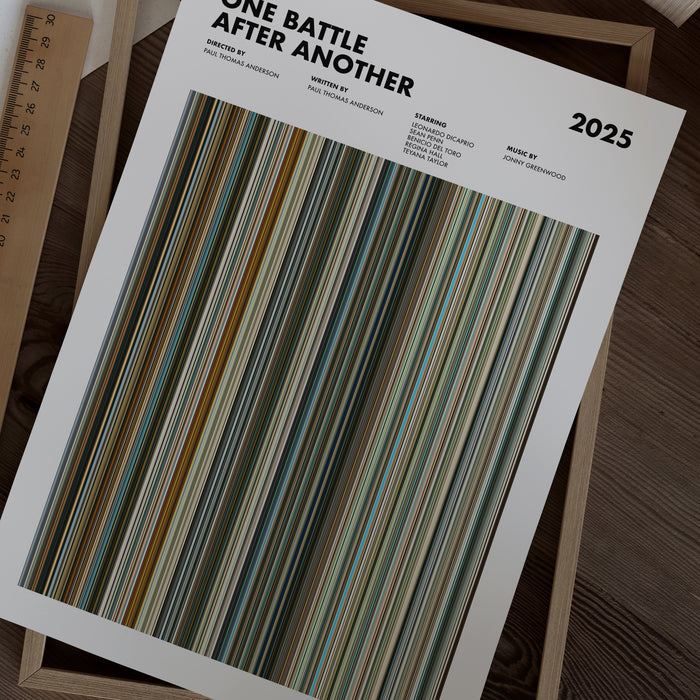 One Battle After Another Movie Barcode Poster