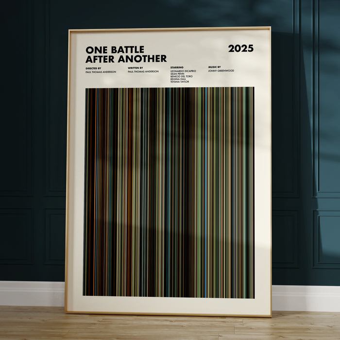 One Battle After Another Movie Barcode Poster