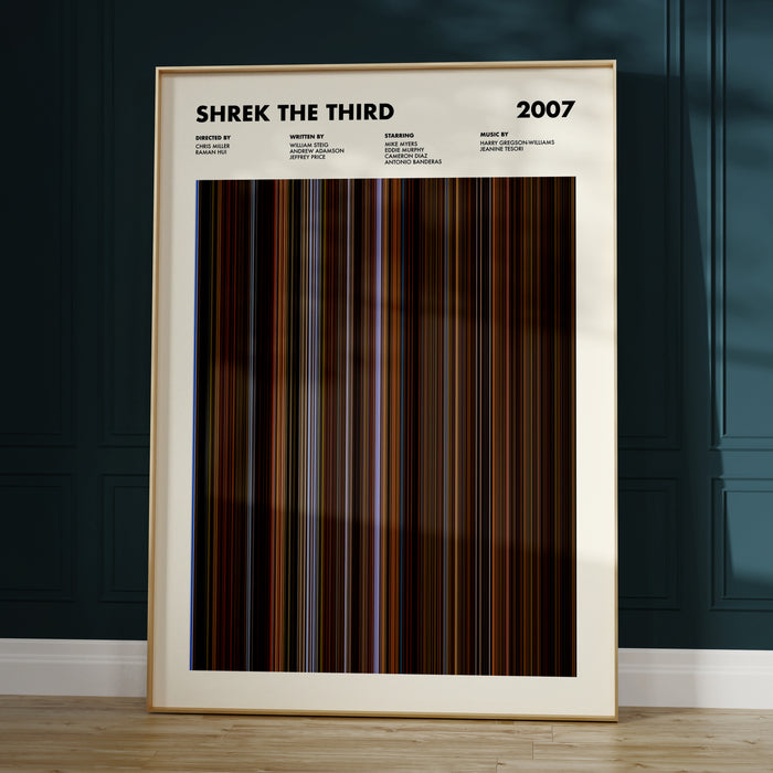 Shrek The Third Movie Barcode Poster