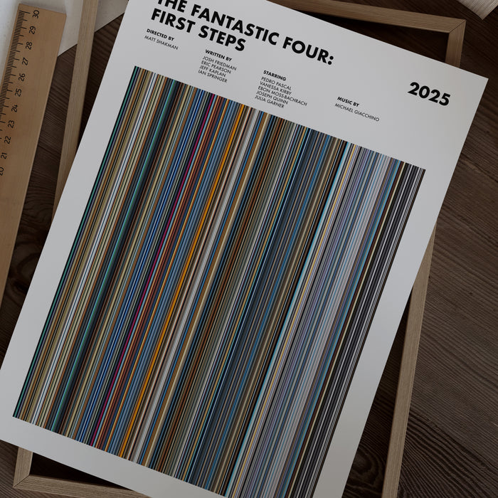 The Fantastic Four: First Steps Movie Barcode Poster