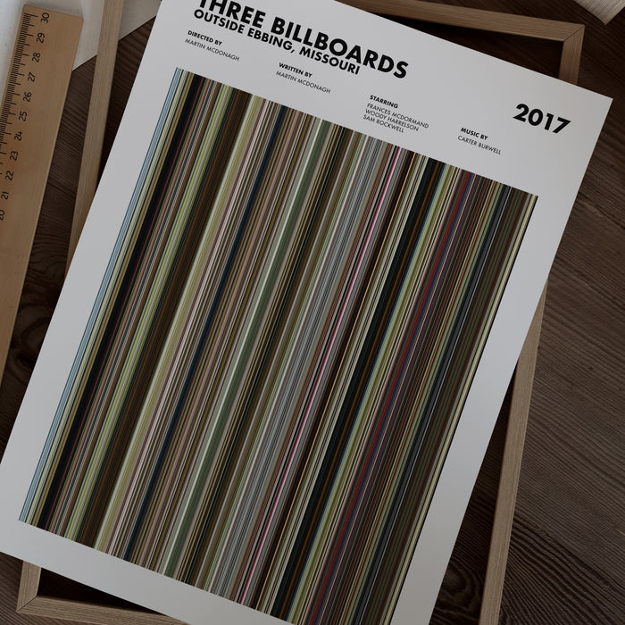 Three Billboards Outside Ebbing Missouri Movie Barcode Poster